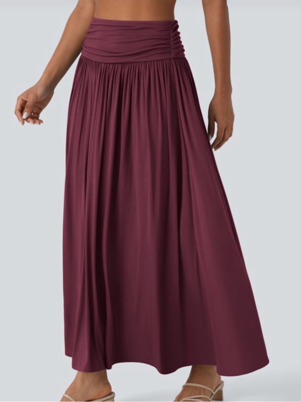 Halara Maxi Skirt Size XS Size Ruched Burgundy